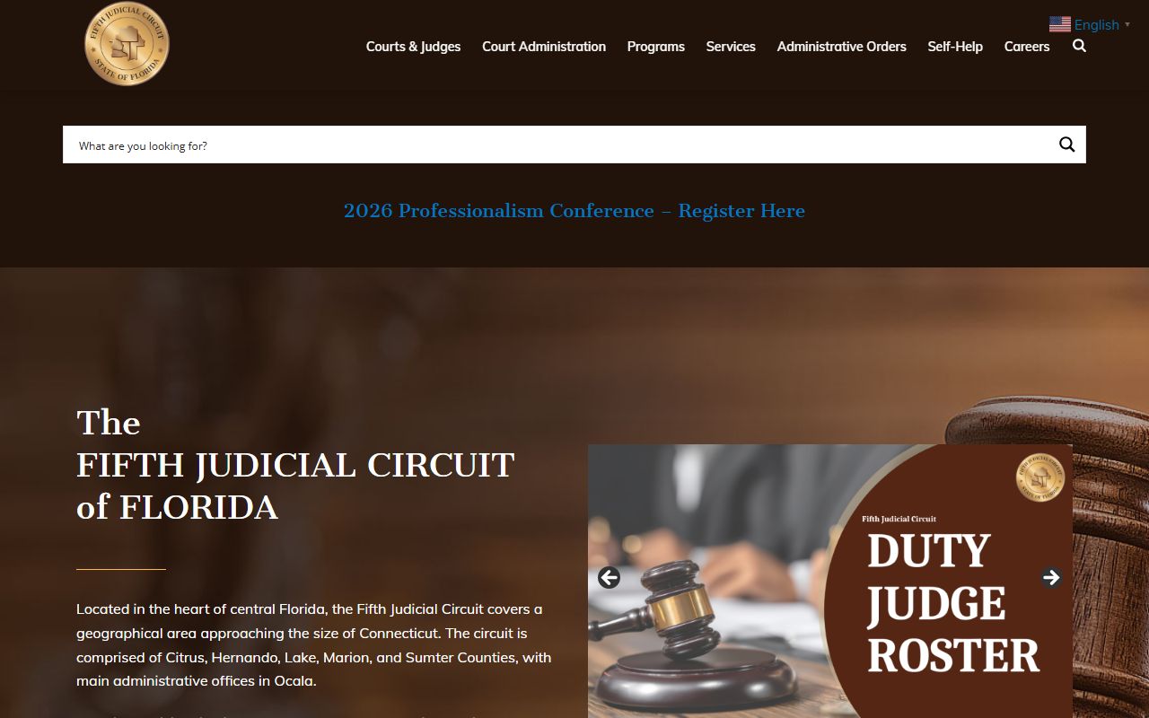 Fifth Judicial Circuit serving Sumter County and The Villages criminal court records