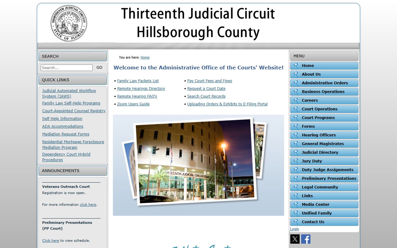 Thirteenth Judicial Circuit serving Hillsborough County and Riverview criminal court records