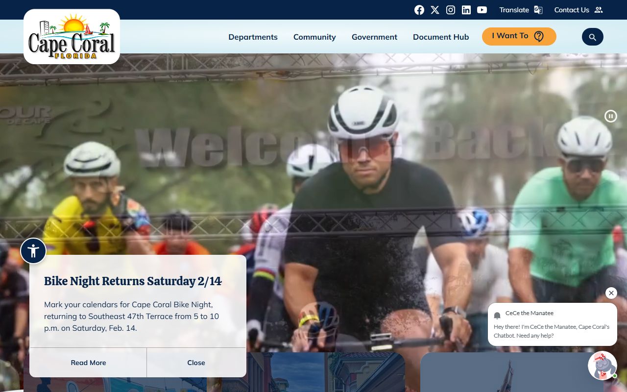 Cape Coral city website directing residents to Lee County criminal court records
