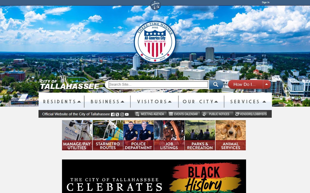 Tallahassee city website providing access to Leon County criminal court records