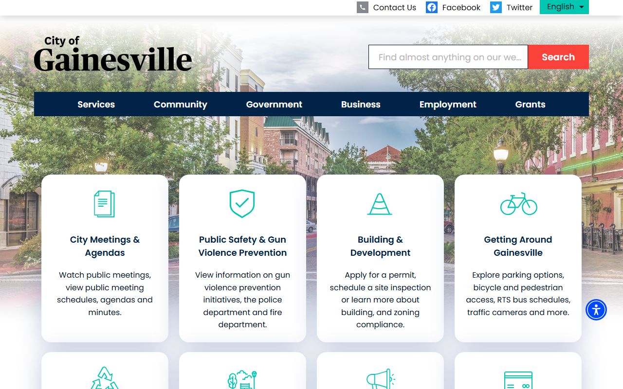 Gainesville city website directing residents to Alachua County criminal court records resources
