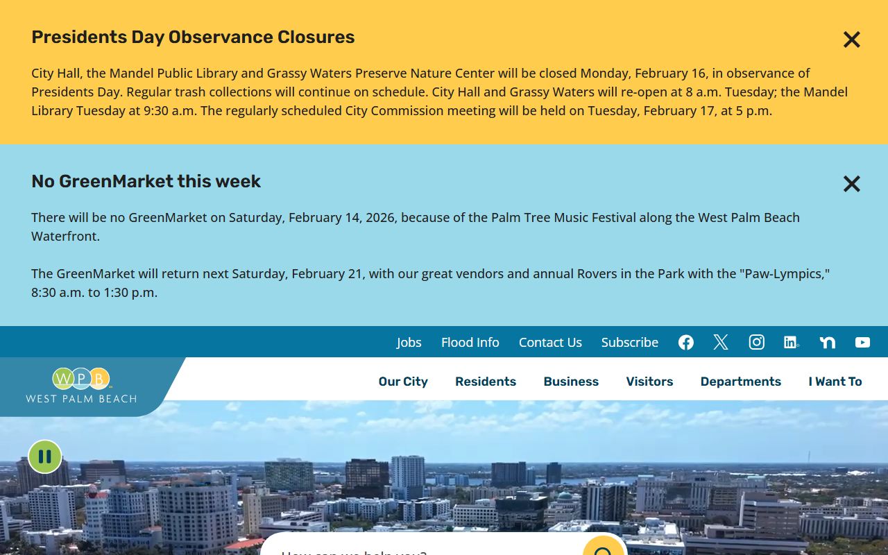 West Palm Beach city website directing residents to Palm Beach County criminal court records