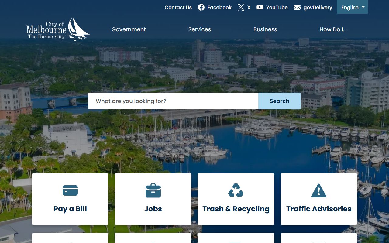 Melbourne city website providing information about Brevard County criminal court records