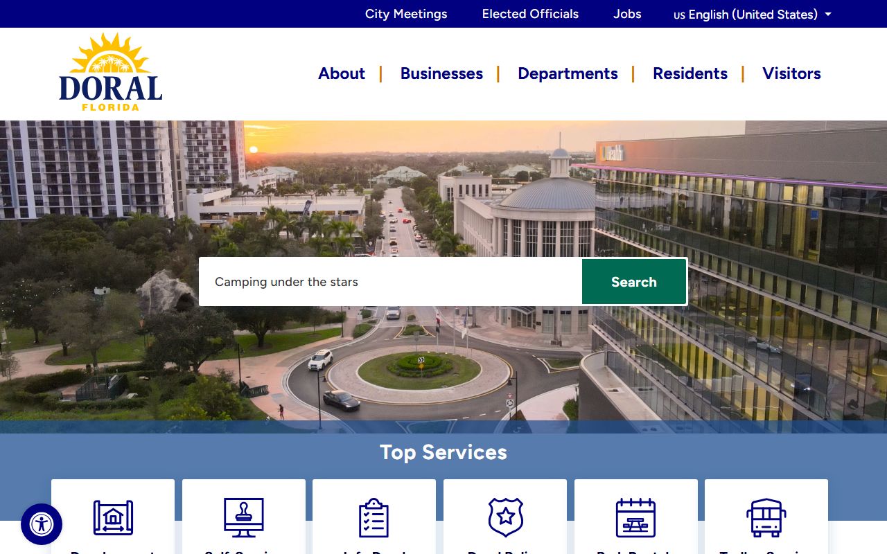Doral city website providing information about Miami-Dade County criminal court records