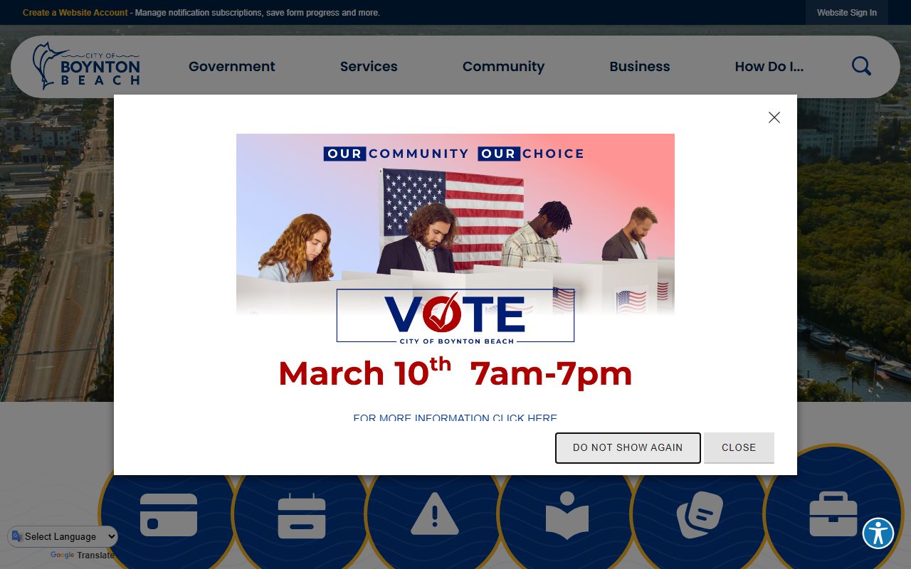 Boynton Beach city website providing information about Palm Beach County criminal court records