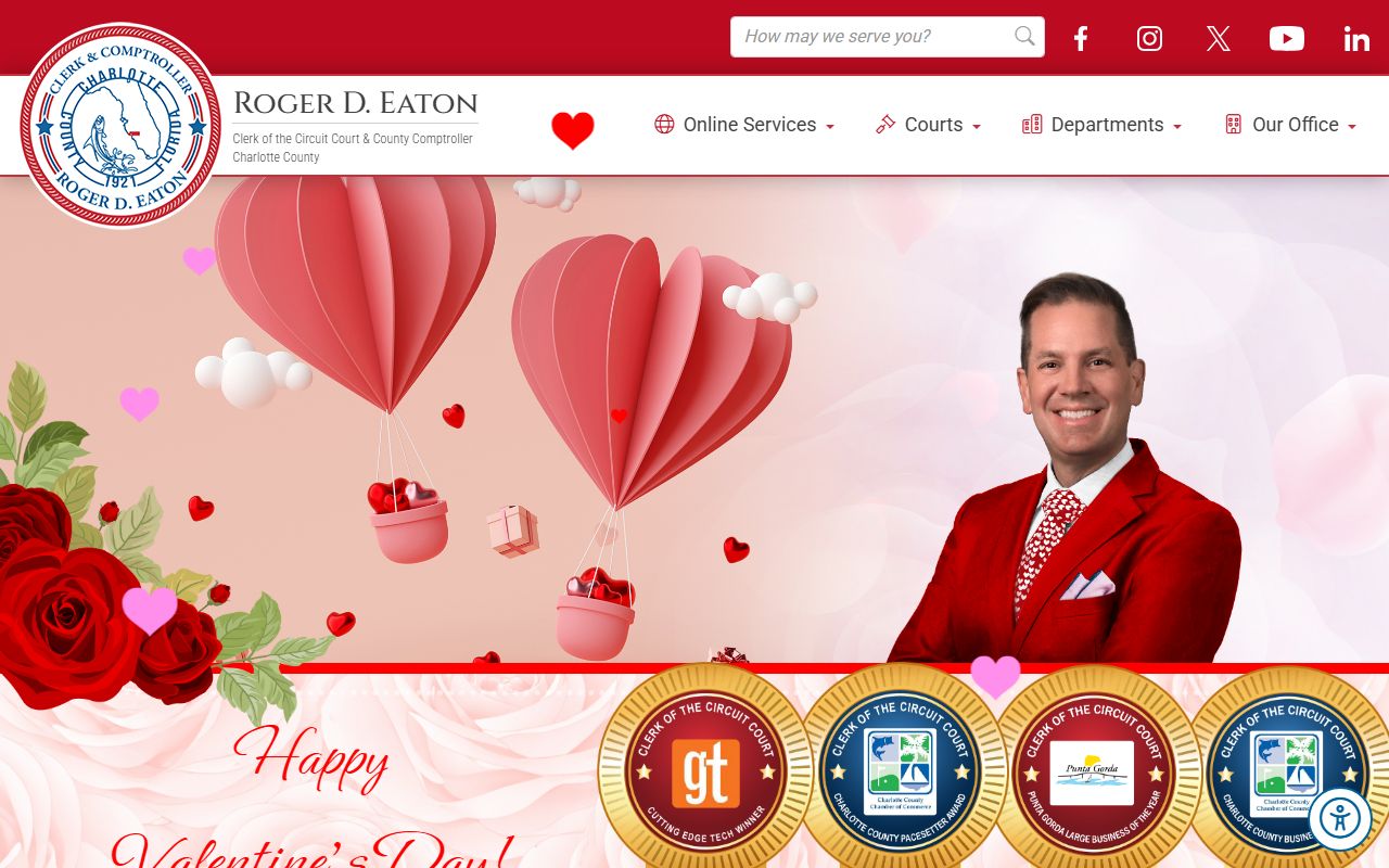 Charlotte County Clerk of Court homepage showing criminal court records access