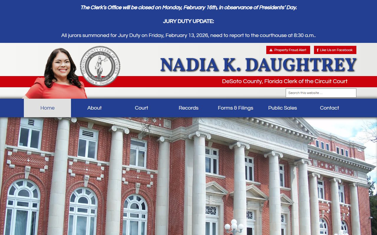 DeSoto County Clerk of Court website for criminal court records access