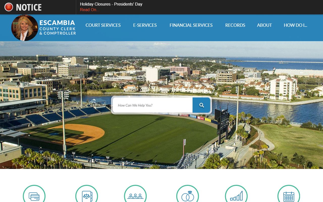 Escambia County Clerk of Court website for criminal court records access