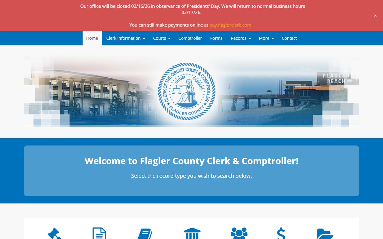 Flagler County Clerk of Court website for criminal court records access
