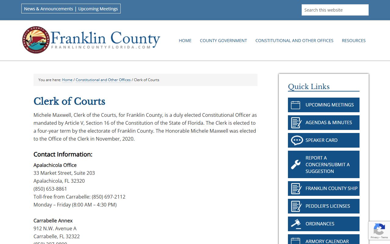 Franklin County Clerk of Court website for criminal court records access
