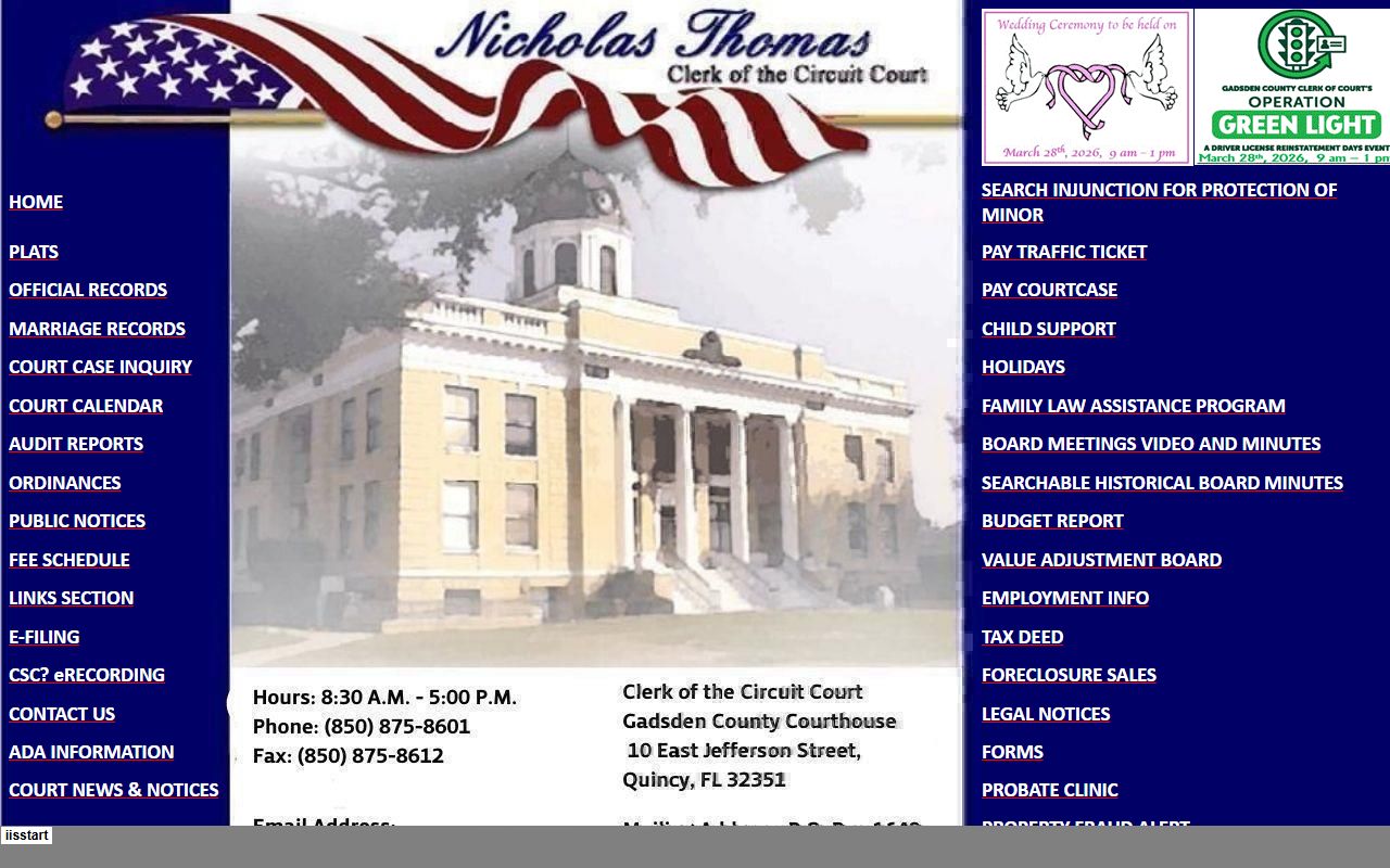 Gadsden County Clerk of Court website for criminal court records access