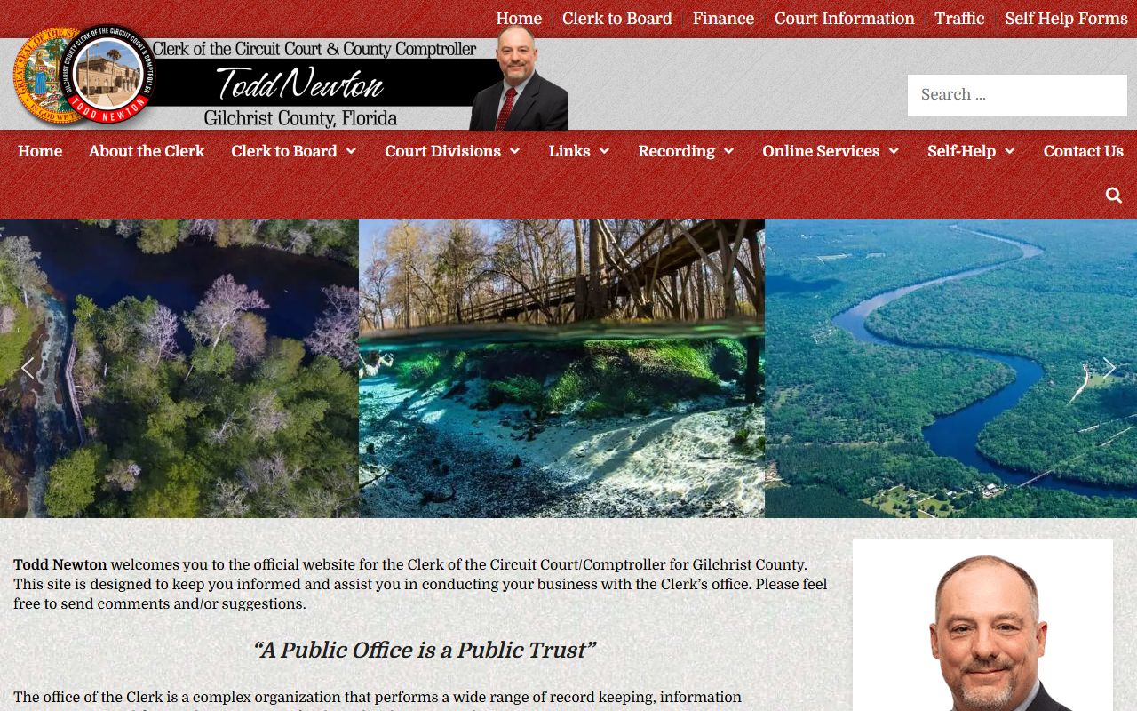 Gilchrist County Clerk of Court website for criminal court records search