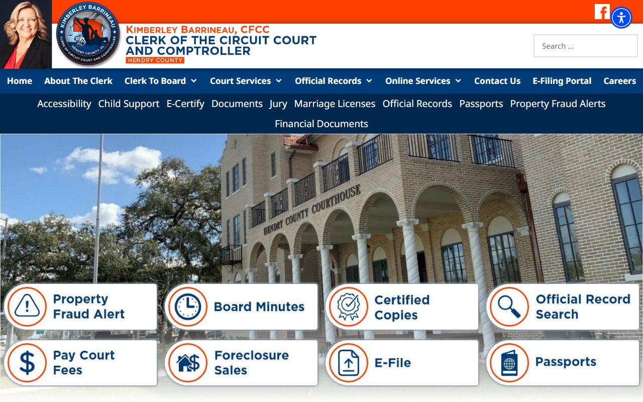 Hendry County Clerk of Court website for criminal court records access