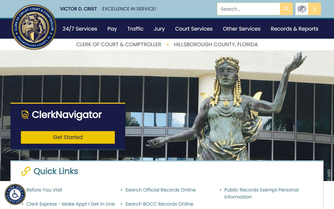 Hillsborough County Clerk of Court website for criminal court records access